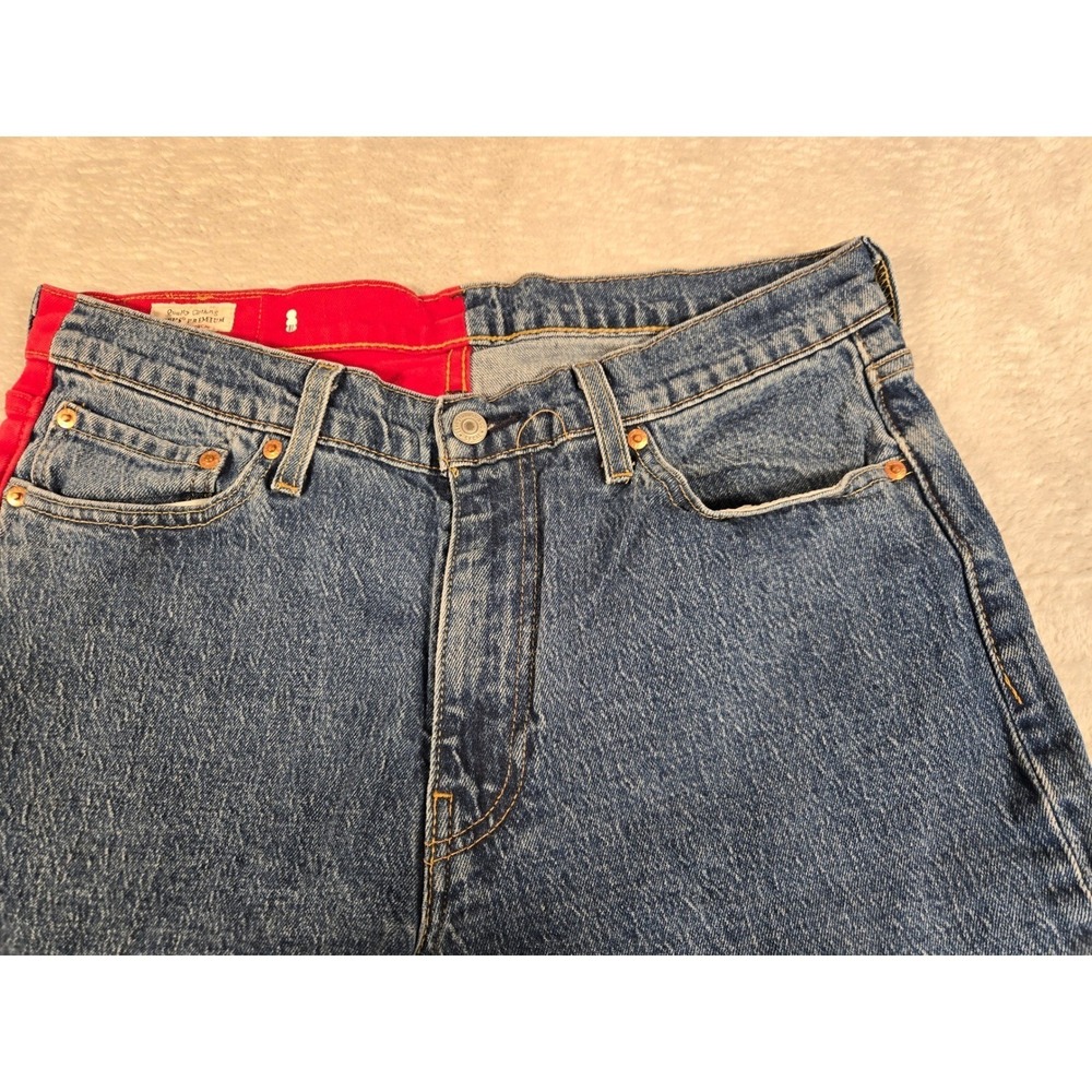 Levis Premium 541 Athletic Taper Jeans‎ Mens 33x30 Split Blue Red Graphic Logo